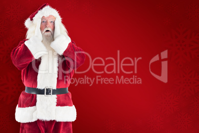 Composite image of santa is shocked to camera