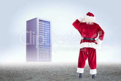 Composite image of santa scratching his head