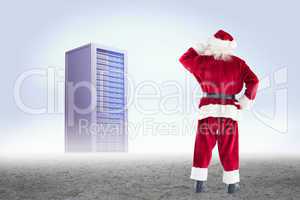 Composite image of santa scratching his head