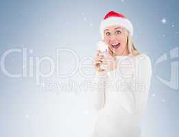 Festive blonde holding her cash