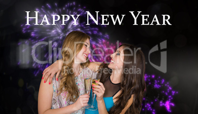 Composite image of friends drinking champagne