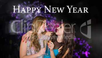 Composite image of friends drinking champagne