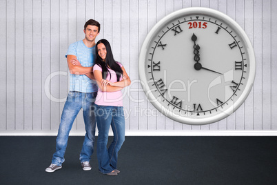 Composite image of young couple smiling at the camera