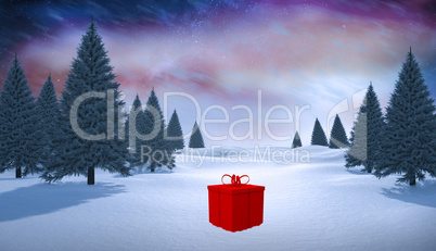 Composite image of red present