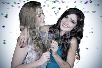 Composite image of friends drinking champagne