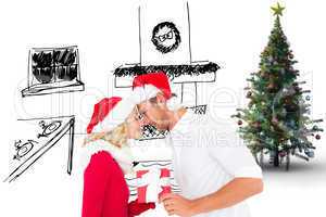 Composite image of young festive couple