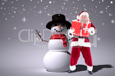 Composite image of santa carries a few presents