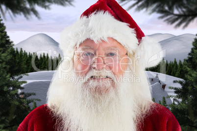 Composite image of santa smiles in the camera