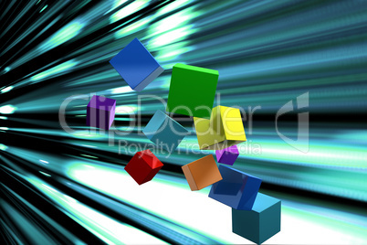 Composite image of 3d colourful cubes floating