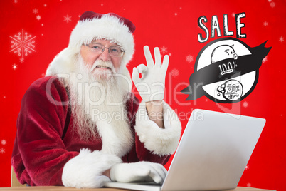 Composite image of santa is satisfied about what he found