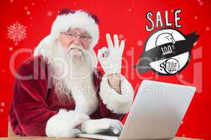 Composite image of santa is satisfied about what he found