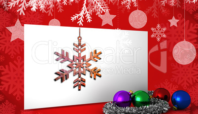 Composite image of hanging snowflake