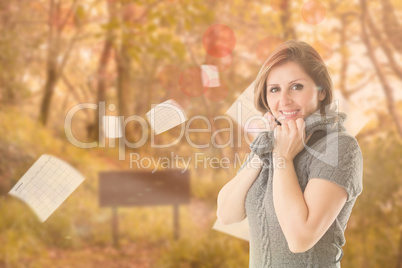 Composite image of pretty girl in jumper