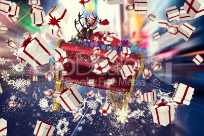 Composite image of white and red christmas presents