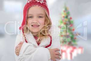 Composite image of cute girl in hat