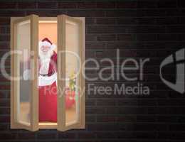 Composite image of santa open his red bag