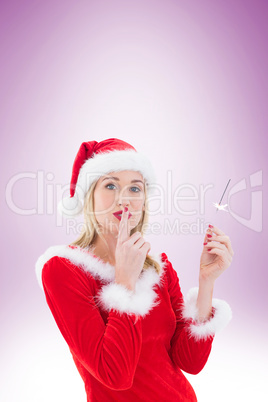 Festive blonde keeping a secret