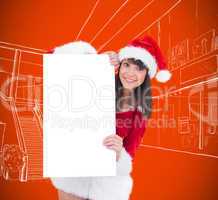 Cute santa girl holding poster