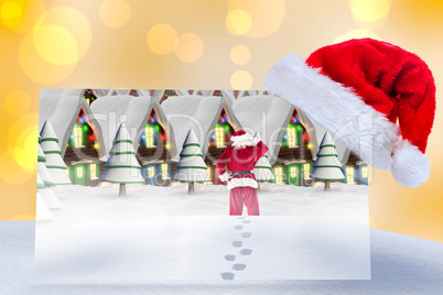 Composite image of santa delivery presents to village Composite image of santa delivery presents to village