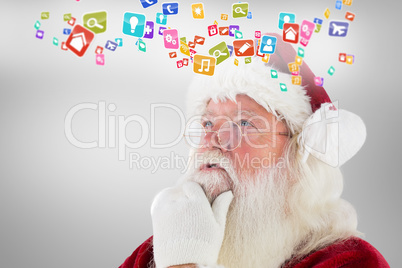 Composite image of santa is thinking about something