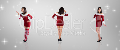 Composite image of different pretty girls in santa outfit