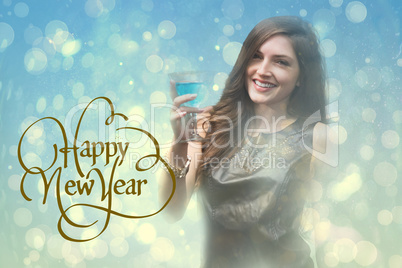 Composite image of brunette with cocktail