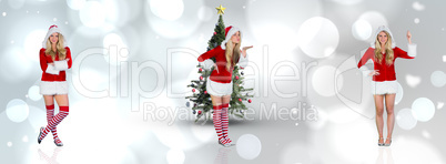 Composite image of pretty girl in santa outfit with arms crossed