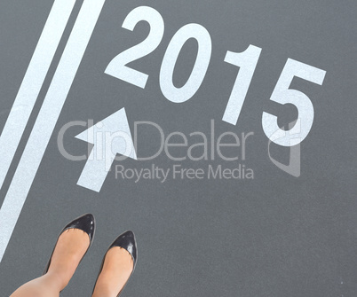 Composite image of businesswomans feet