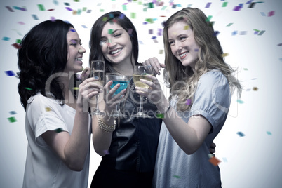 Composite image of friends with cocktails