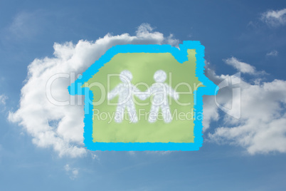 Composite image of cloud in shape of couple