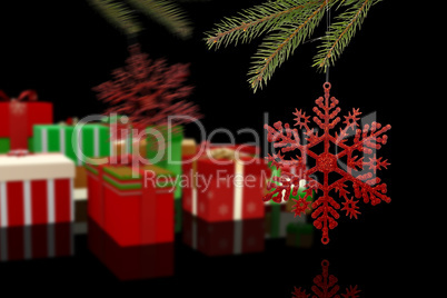 Composite image of decorations on tree