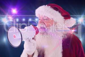 Composite image of santa claus is using a megaphone