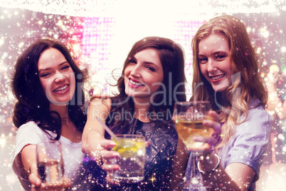 Composite image of friends with drinks