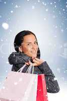 Smiling woman holding shopping bag