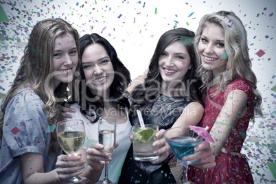 Composite image of friends with drinks