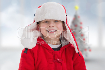 Composite image of cute boy in hat