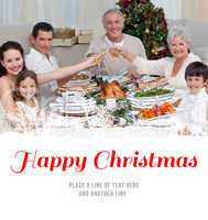 Composite image of family drinking a toast in a christmas dinner