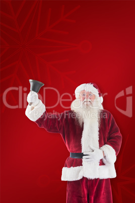 Composite image of santa claus rings his bell