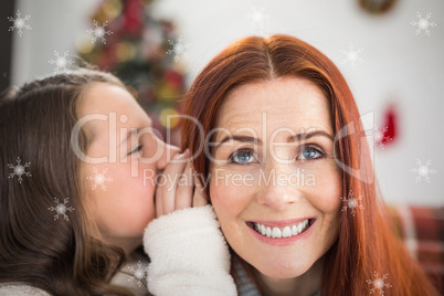 Composite image of daughter telling her mother a christmas secre