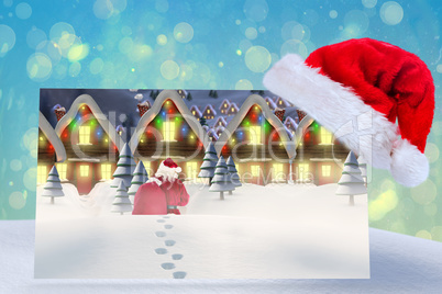 Composite image of santa delivery presents to village