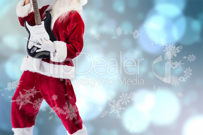 Composite image of santa playing electric guitar