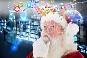 Composite image of santa is thinking about something