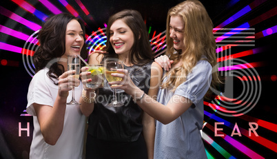 Composite image of friends with drinks