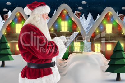 Composite image of santa uses a tablet pc