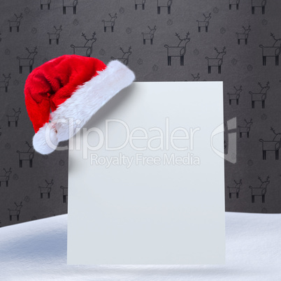 Composite image of santa hat on poster