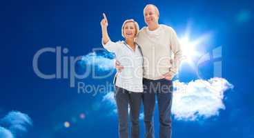 Composite image of happy mature couple walking together