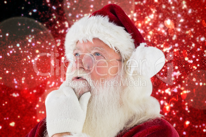 Composite image of santa is thinking about something