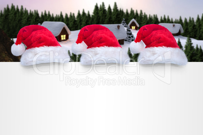 Composite image of santa hat on poster