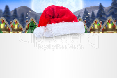 Composite image of santa hat on poster