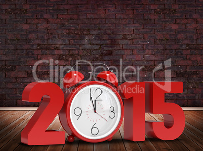 Composite image of 2015 with alarm clock